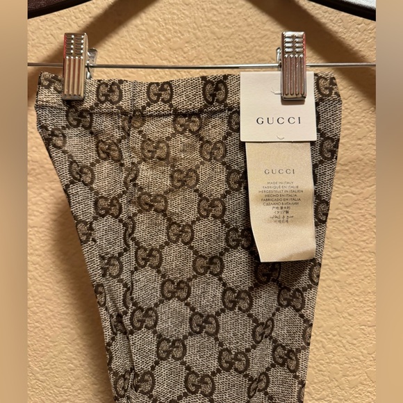 New Authentic Gucci GG Supreme Logo Tights Tan Brown - Picture 16 of 16